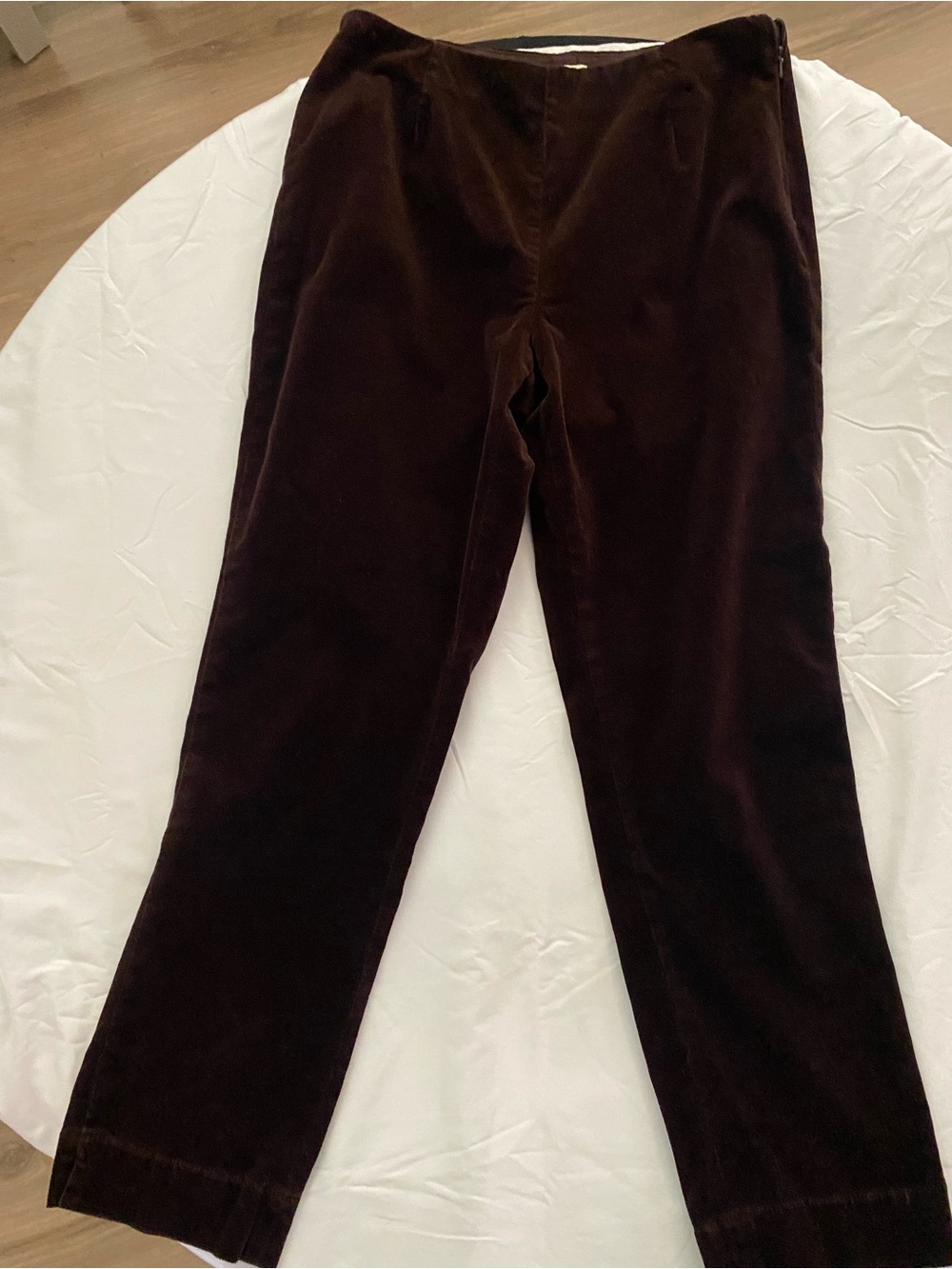 Coldwater Creek Velveteen Straight-Leg Pants — Chocolate Brown